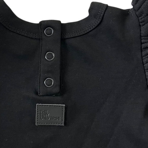 The Tiny Universe Black Organic Bodysuit Tulle Ruffles 6 Months Girls - Picture 3 of 6